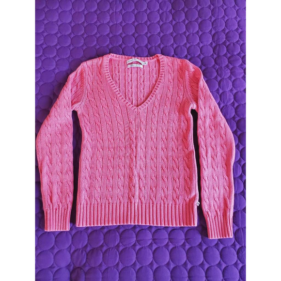 Tommy Hilfiger Coral Long Sleeve V Neck Pullover Sweater Cable Knit SP - Picture 6 of 7